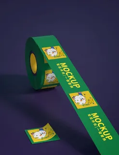 3D异形贴纸卷不干胶样机图片