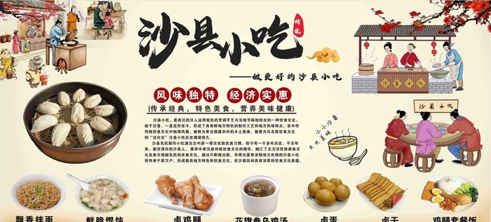 沙县小吃背景墙 墙画  海报图片cdr矢量模版下载
