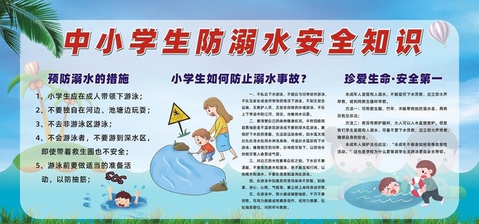 防溺水展板宣传图片cdr矢量模版下载