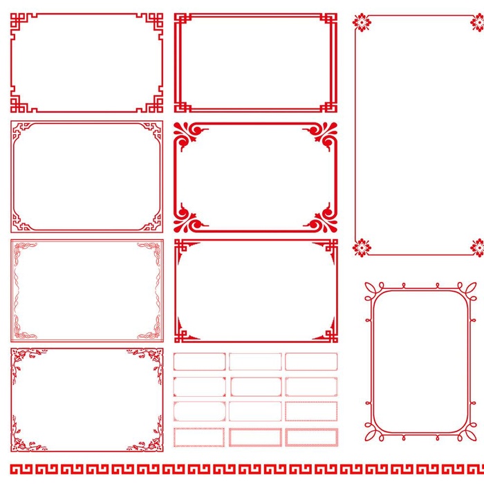 红色中国风边框条形框图片