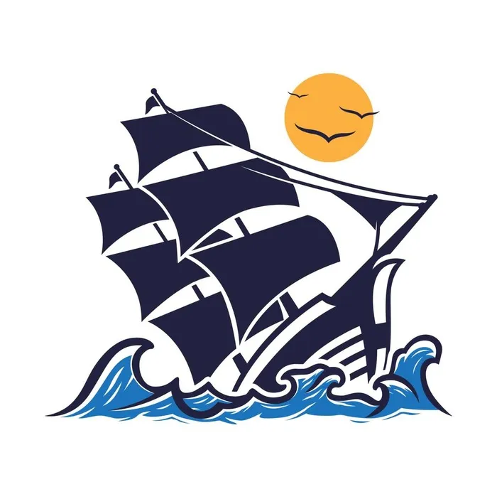 海浪帆船图片ai矢量模版下载