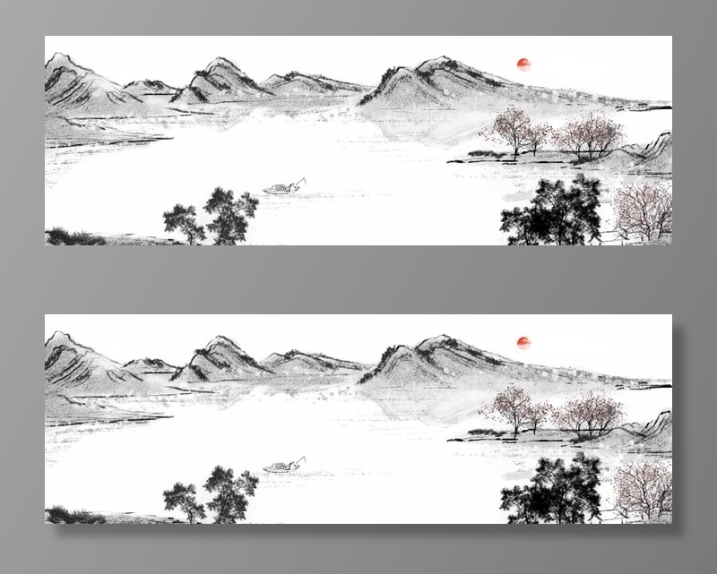山水画 图片(3543x1299)psd模版下载