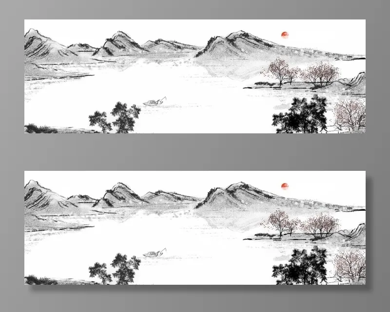 山水画 图片(3543x1299)psd模版下载