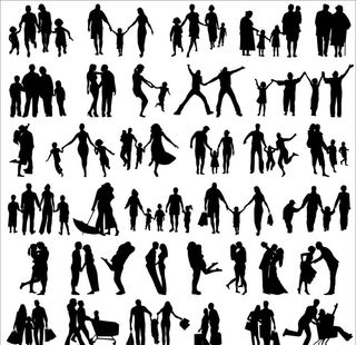 一家人人物剪影图片