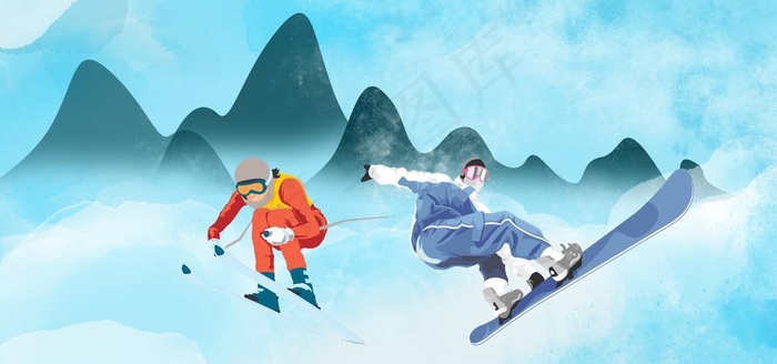 滑雪海报图片(7087x3543)psd模版下载