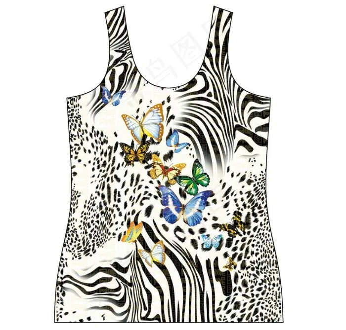 黑白豹纹虎纹七彩蝴蝶图片