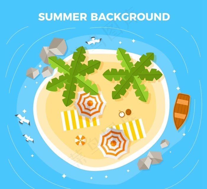 度假沙滩俯视图图片