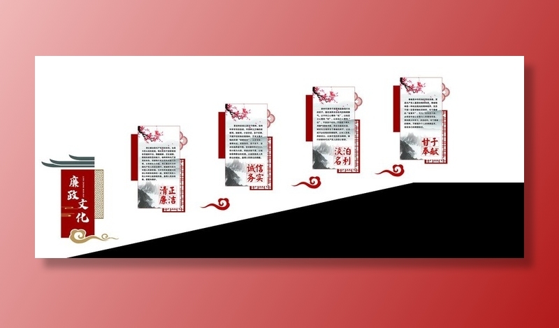 楼梯廉政文化墙图片(12756x5669)psd模版下载