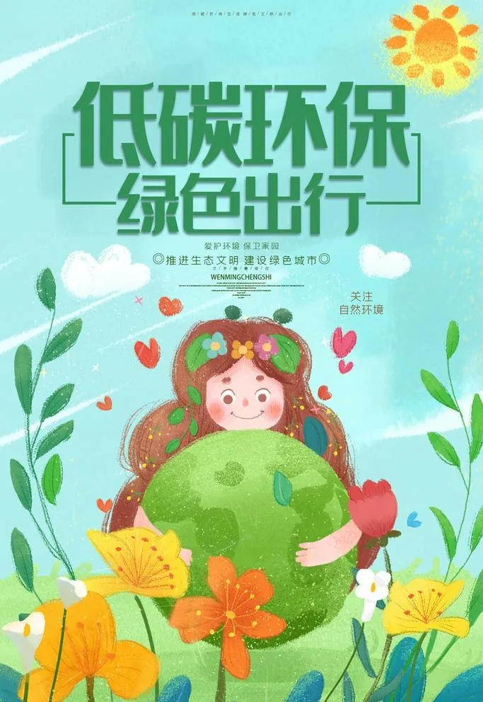 低碳环保 绿色出行图片(1701x2551)psd模版下载