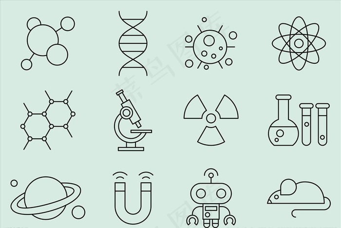 科学图标图片ai矢量模版下载