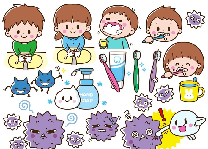 卡通儿童刷牙防护漫画图片