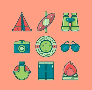 彩色图标露营图片