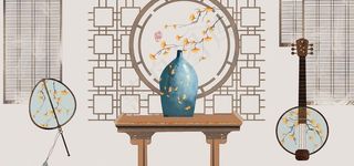 中式室雅兰香水墨画图片