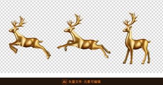 金色小鹿矢量素材图片