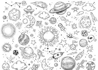 手绘宇宙太空元素背景底纹图片