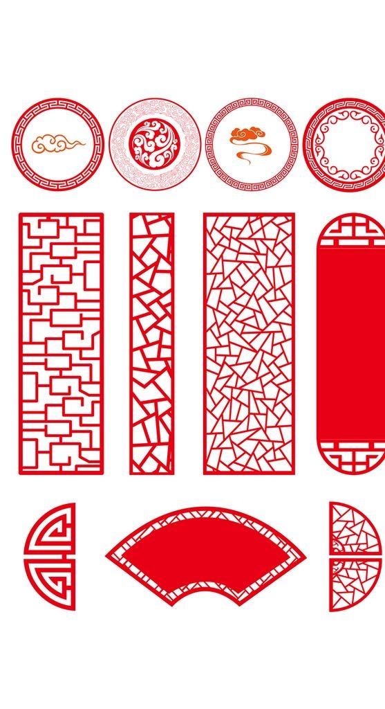 中式花纹圆形方形古典雕刻边框图片