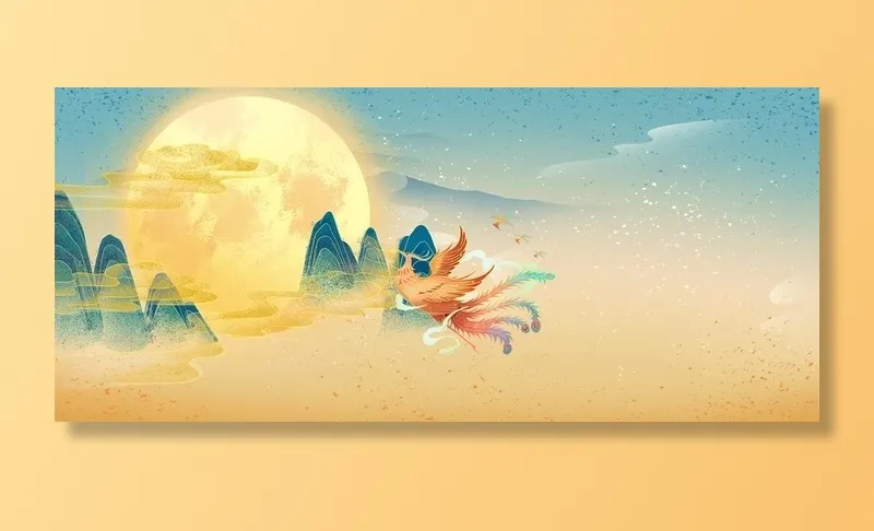 国潮风背景   图片(1920x900)psd模版下载