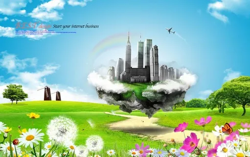 田园风光创意海报图片