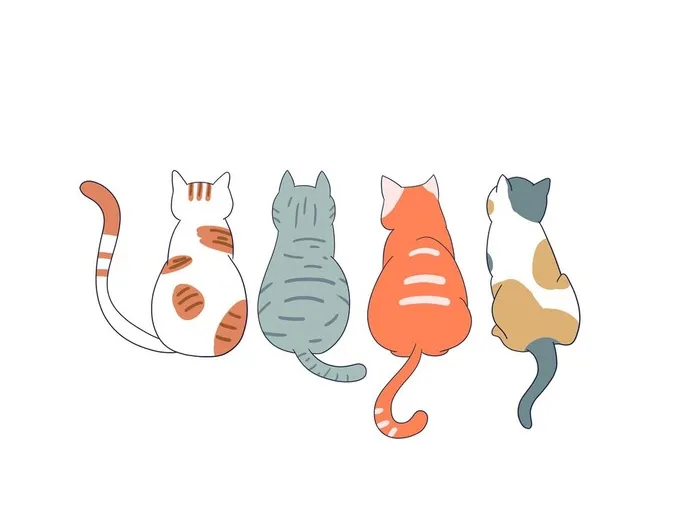 手绘猫咪背影图片(4685x3661)psd模版下载