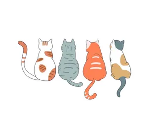 手绘猫咪背影图片