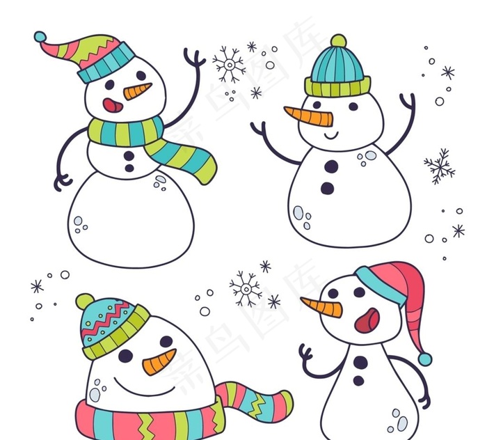 卡通笑脸雪人图片