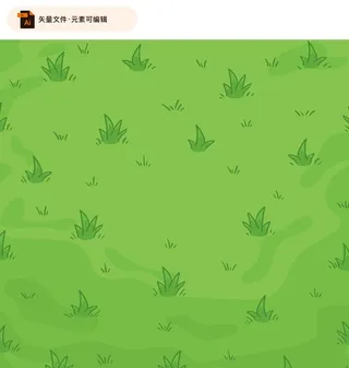 卡通手绘草地矢量素材图片