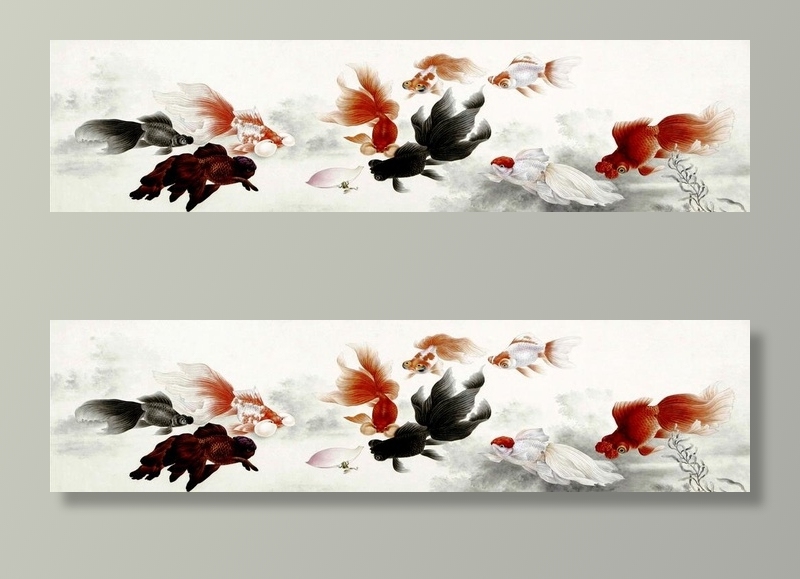 金鱼年年有鱼装饰画图片(14173x3937)psd模版下载