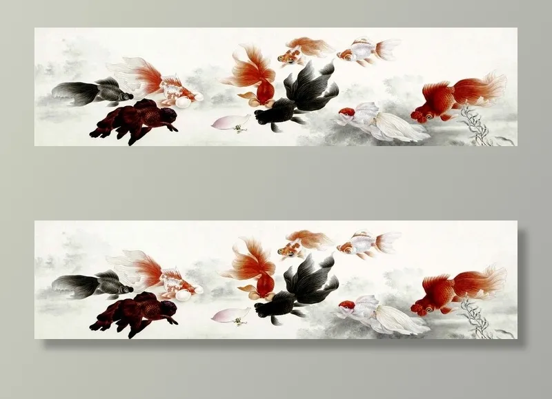 金鱼年年有鱼装饰画图片(14173x3937)psd模版下载
