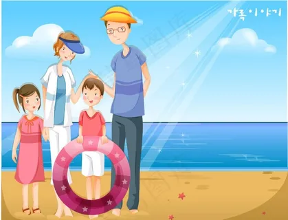 海边沙滩幸福的一家人图片 海边沙滩幸福的一家人图片