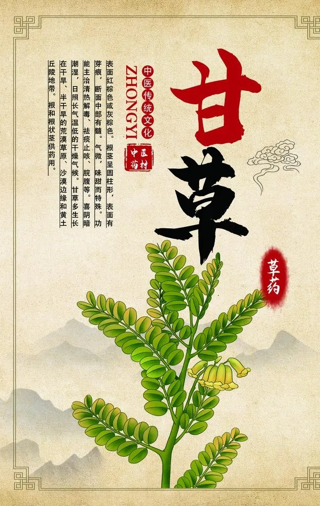 甘草中药传统中医海报素材图片