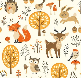 创意水彩植物动物印花图片