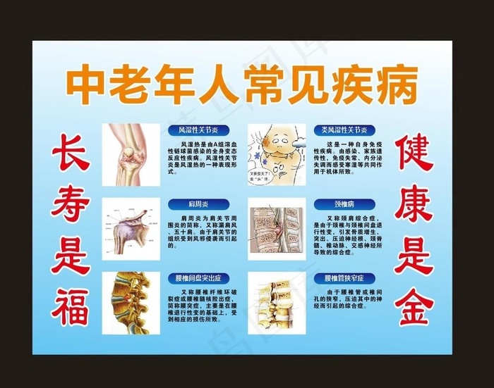 中老年人常见疾病图片cdr矢量模版下载