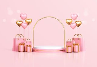 分层粉色展台图片