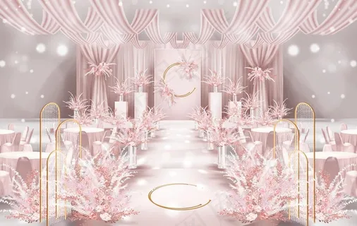 简约浪漫奶茶香槟粉金色婚礼图片