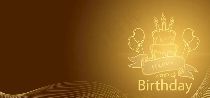 金色科技感生日蛋糕展板背景图片 金色科技感生日蛋糕展板背景图片