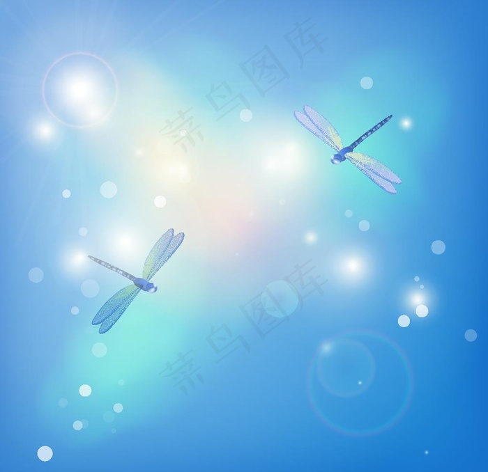蜻蜓梦幻背景图片ai矢量模版下载