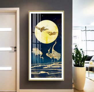 轻奢仙鹤玄关装饰画素材图片