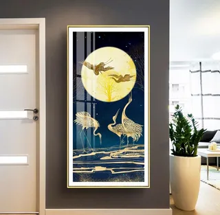 轻奢仙鹤玄关装饰画素材图片