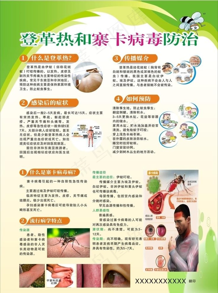 登革热和寨卡病毒防治海报图片cdr矢量模版下载