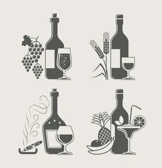 葡萄酒与美食图案图片