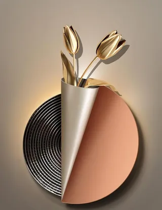 几何金色花朵挂画图片