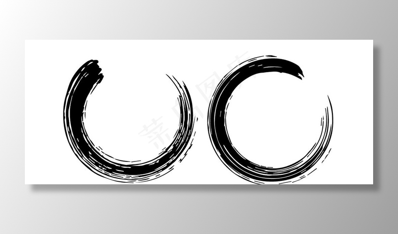 水墨圆圈笔触笔划中国风毛笔圆环图片