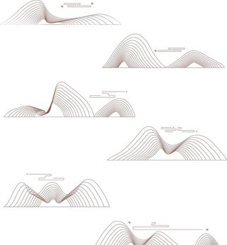 中式元素中国风山纹云纹线条图片