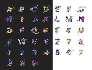 彩色拼块艺术字母矢量素材图片