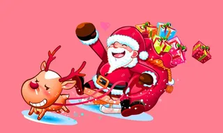 圣诞老人骑麋鹿图片