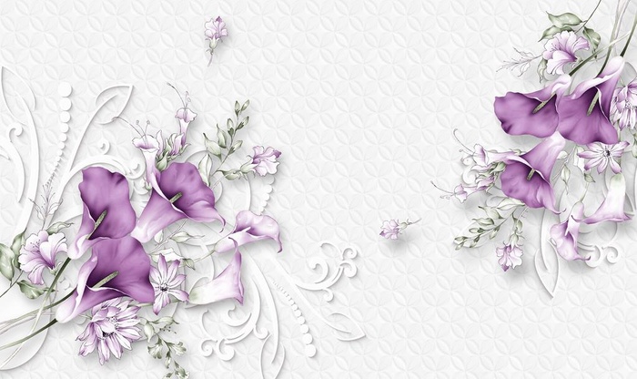 现代素雅花朵立体背景墙画图片(9071x5669)psd模版下载
