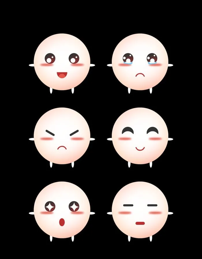 创意卡通矢量元宵节汤圆表情菜鸟图库片