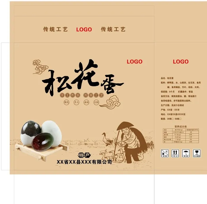 松花蛋包装礼盒展开图图片eps,ai矢量模版下载