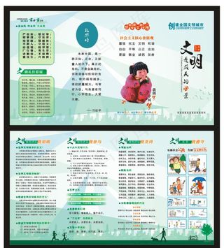 创建文明城市四折页图片