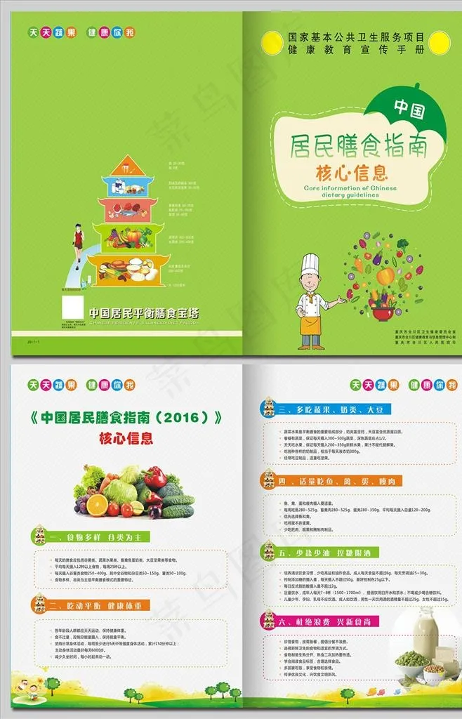 居民膳食指南核心信息对折页图片(0×0像素())cdr矢量模版下载
